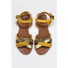 Bueno Shoes 01WU7442 Sarı Multi Deri Kadın Sandalet
