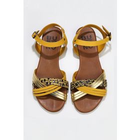 Bueno Shoes 01WU7442 Sarı Multi Deri Kadın Sandalet