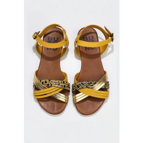 Bueno Shoes 01WU7442 Sarı Multi Deri Kadın Sandalet