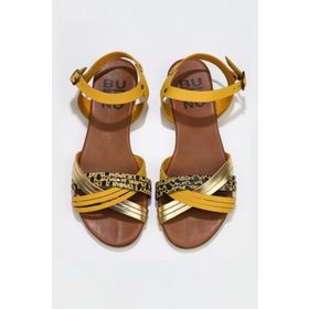 Bueno Shoes 01WU7442 Sarı Multi Deri Kadın Sandalet
