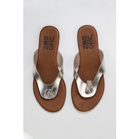 Bueno Shoes 01WU7446 Bej Parlak Deri Kadın Parmak Arası Terlik