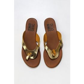 Bueno Shoes 01WU7446 Sarı Parlak Deri Kadın Parmak Arası Terlik