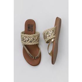 Bueno Shoes 01WU7448 Sarı Parlak Deri Kadın Parmak Arası Terlik