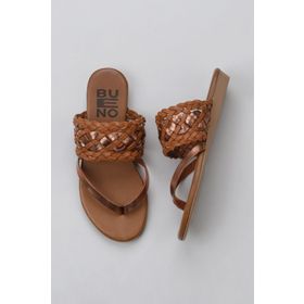Bueno Shoes 01WU7448 Taba Parlak Deri Kadın Parmak Arası Terlik