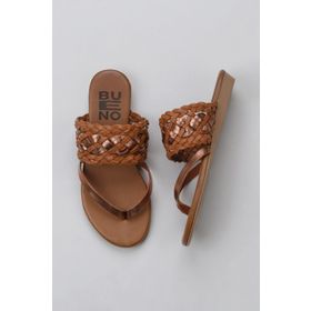 Bueno Shoes 01WU7448 Taba Parlak Deri Kadın Parmak Arası Terlik
