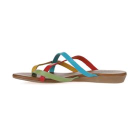 Bueno Shoes 01WU7458 Yeşil Multi Deri Kadın Parmak Arası Terlik