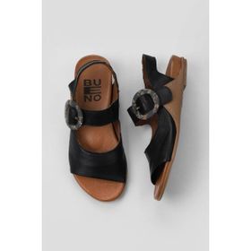 Bueno Shoes 01WU7600 Siyah Deri Kadın Düz Sandalet