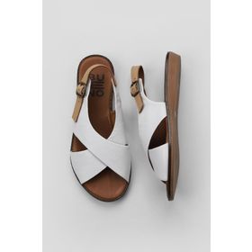 Bueno Shoes 01WU8213 Beyaz Bej Deri Kadın Düz Sandalet