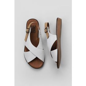 Bueno Shoes 01WU8213 Beyaz Bej Deri Kadın Düz Sandalet