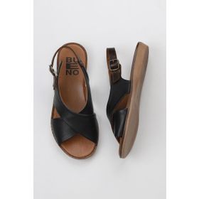 Bueno Shoes 01WU8213 Siyah Deri Kadın Düz Sandalet