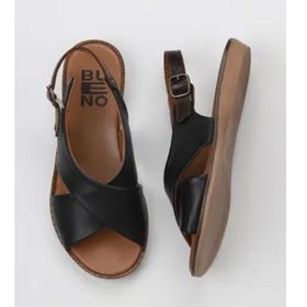 Bueno Shoes 01WU8213 Siyah Deri Kadın Düz Sandalet