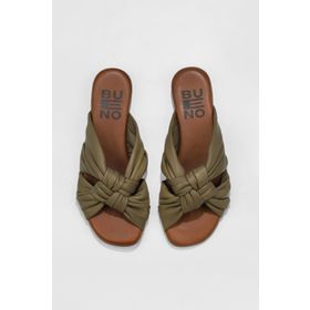 Bueno Shoes 01WU8800 Yeşil Deri Kadın Düz Terlik