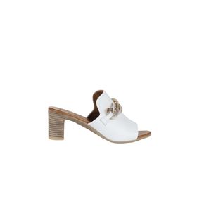 Bueno Shoes 01WU9502 Beyaz Deri Kadın Topuklu Terlik