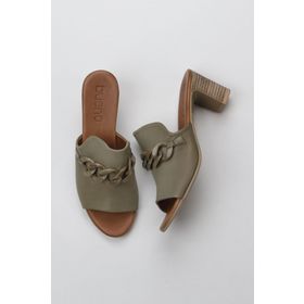Bueno Shoes 01WU9502 Yeşil Deri Kadın Topuklu Terlik