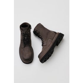 Bueno Shoes 01WV1000 Gri Nubuk Kadın Dolgu Topuklu Bot