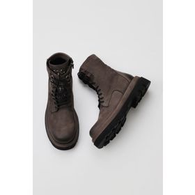 Bueno Shoes 01WV1000 Gri Nubuk Kadın Dolgu Topuklu Bot