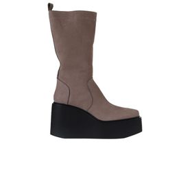 Bueno Shoes 01WV1701 Nubuk Dolgu Topuklu Bej Kadın Çizme