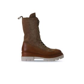 Bueno Shoes 01WV2901 Taba Deri Süet Dolgu Topuklu Kadın Bot