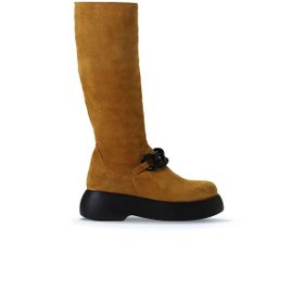 Bueno Shoes 01WV5302 Sarı Süet Dolgu Topuklu Kadın Çizme