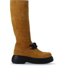 Bueno Shoes 01WV5302 Sarı Süet Dolgu Topuklu Kadın Çizme