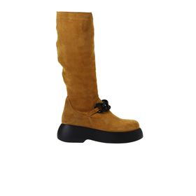 Bueno Shoes 01WV5302 Sarı Süet Dolgu Topuklu Kadın Çizme