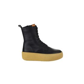 Bueno Shoes 01WV5500 Siyah Turuncu Deri Kadın Dolgu Topuklu Bot