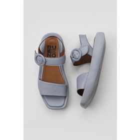 Bueno Shoes 01WY1002 Mavi Deri Kadın Dolgu Topuklu Sandalet