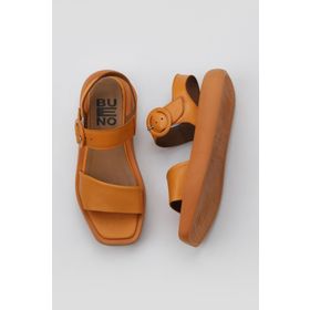 Bueno Shoes 01WY1002 Turuncu Deri Kadın Dolgu Topuklu Sandalet