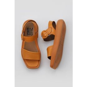 Bueno Shoes 01WY1002 Turuncu Deri Kadın Dolgu Topuklu Sandalet
