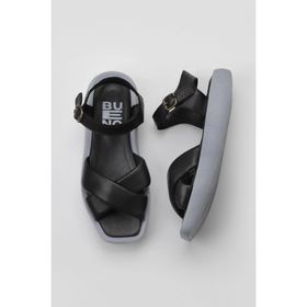 Bueno Shoes 01WY1009 Siyah Mavi Deri Kadın Düz Sandalet