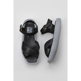 Bueno Shoes 01WY1009 Siyah Mavi Deri Kadın Düz Sandalet