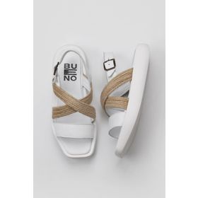 Bueno Shoes 01WY1011 Beyaz Hasır Deri Kadın Sandalet