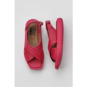 Bueno Shoes 01WY1012 Fuşya Deri Kadın Dolgu Topuklu Sandalet
