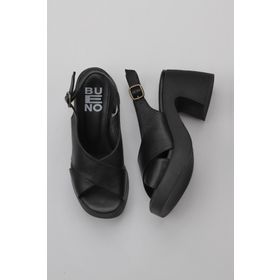 Bueno Shoes 01WY12202 Siyah Deri Kadın Dolgu Topuklu Ayakkabı