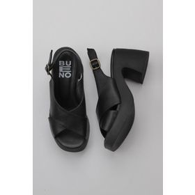 Bueno Shoes 01WY12202 Siyah Deri Kadın Dolgu Topuklu Ayakkabı