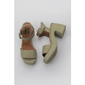 Bueno Shoes 01WY12204 Haki Deri Kadın Dolgu Topuklu Ayakkabı