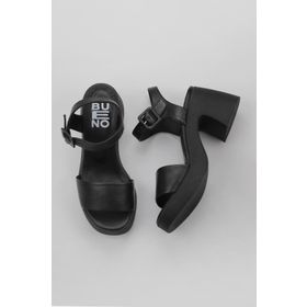 Bueno Shoes 01WY12204 Siyah Deri Kadın Dolgu Topuklu Ayakkabı