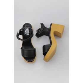 Bueno Shoes 01WY12204 Siyah Sarı Deri Kadın Topuklu Sandalet