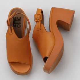 Bueno Shoes 01WY12208 Turuncu Deri Topuklu Kadın Sandalet