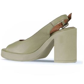 Bueno Shoes 01WY12300 Haki Deri Topuklu Kadın Sandalet