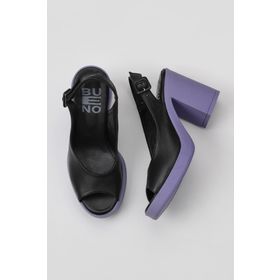 Bueno Shoes 01WY12300 Siyah Lila Deri Kadın Topuklu Sandalet