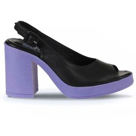 Bueno Shoes 01WY12300 Siyah Lila Deri Kadın Topuklu Sandalet