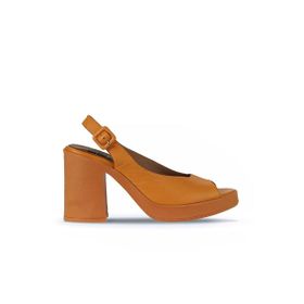 Bueno Shoes 01WY12300 Turuncu Deri Topuklu Kadın Sandalet