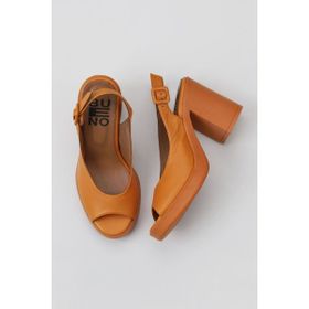 Bueno Shoes 01WY12300 Turuncu Deri Topuklu Kadın Sandalet