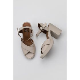 Bueno Shoes 01WY12301 Krem Deri Kadın Topuklu Ayakkabı