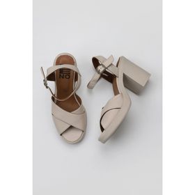 Bueno Shoes 01WY12301 Krem Deri Kadın Topuklu Ayakkabı