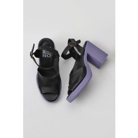Bueno Shoes 01WY12303 Siyah Lila Deri Topuklu Kadın Sandalet