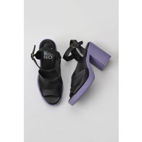 Bueno Shoes 01WY12303 Siyah Lila Deri Topuklu Kadın Sandalet