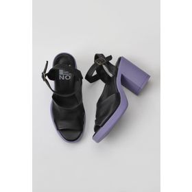 Bueno Shoes 01WY12303 Siyah Lila Deri Topuklu Kadın Sandalet