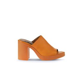Bueno Shoes 01WY12306 Turuncu Deri Kadın Topuklu Terlik